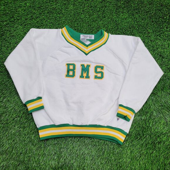 Vintage 80s BMS Varsity Ringer Sweatshirt Womens M 22x20 USA - Picture 9 of 14